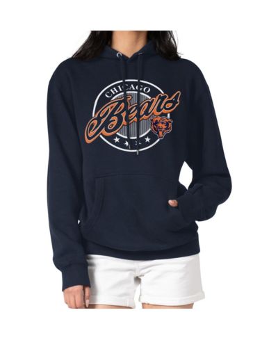 G-III 4Her by Carl Banks Women's Navy Chicago Bears Pinstripe Circle Fleece Pullover Hoodie