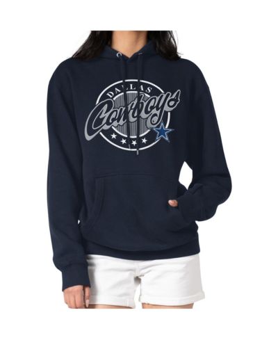 G-III 4Her by Carl Banks Women's Navy Dallas Cowboys Pinstripe Circle Fleece Pullover Hoodie