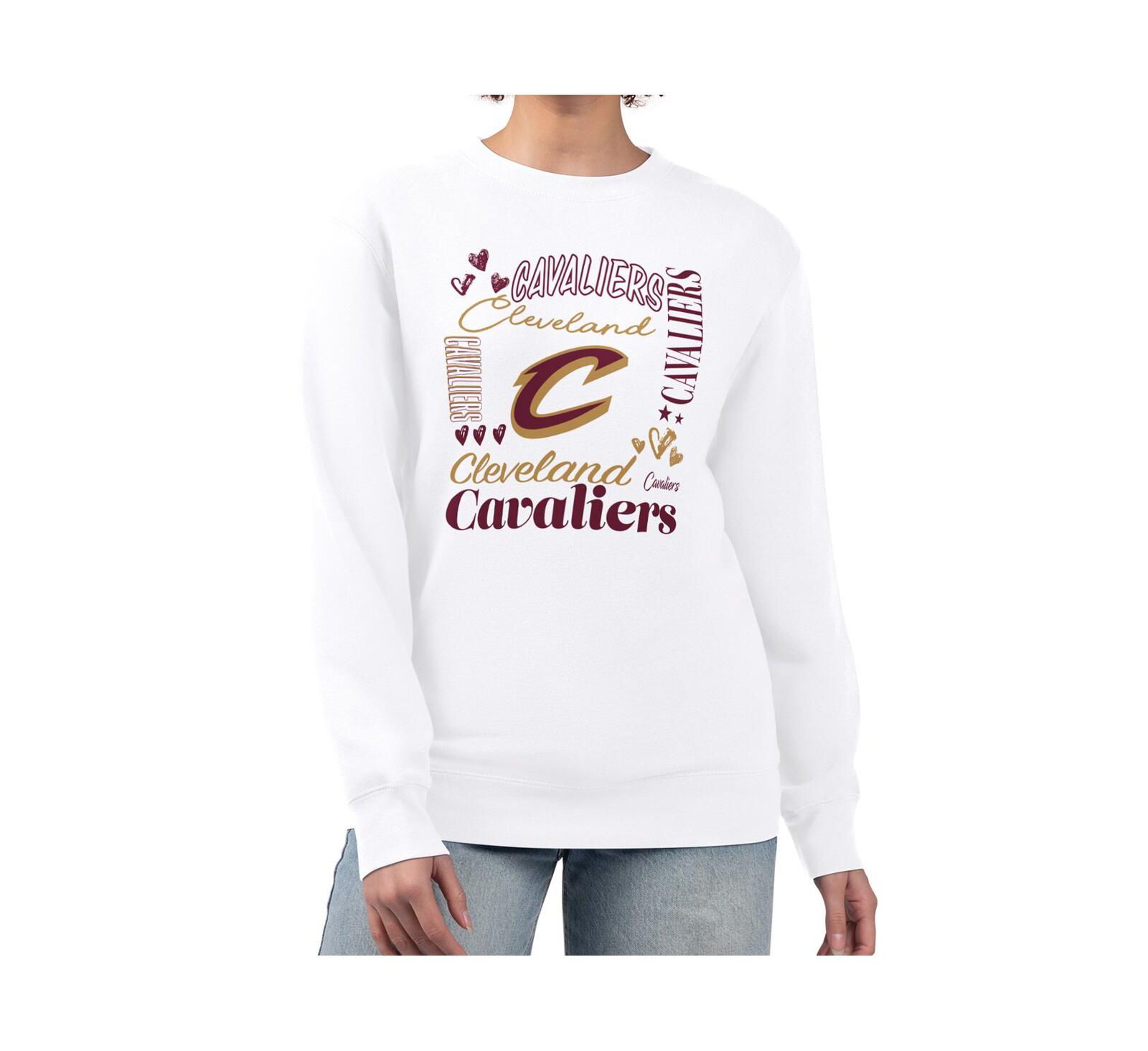 G-III 4Her by Carl Banks Women's White Cleveland Cavaliers Collage Team Graphic Fleece Pullover Sweatshirt