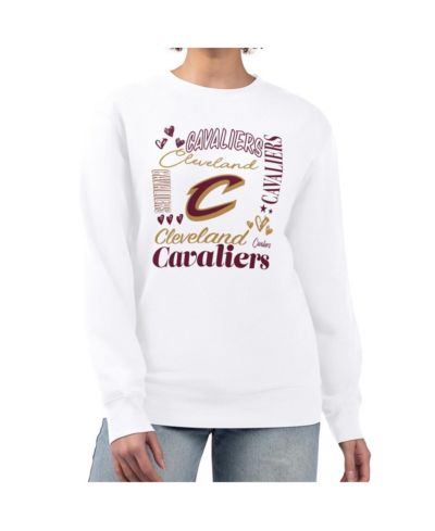G-III 4Her by Carl Banks Women's White Cleveland Cavaliers Collage Team Graphic Fleece Pullover Sweatshirt