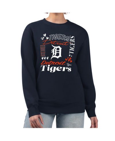 G-III 4Her by Carl Banks Women's Navy Detroit Tigers Collage Team Graphic Fleece Pullover Hoodie
