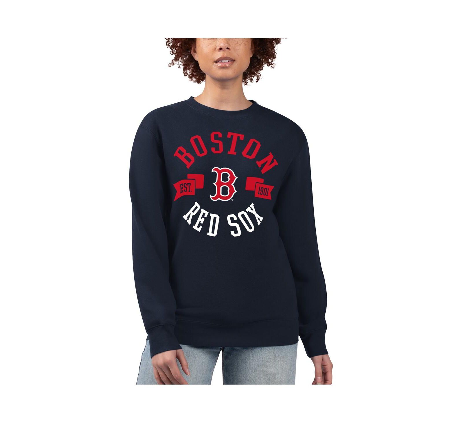 Женская толстовка G-III 4Her by Carl Banks Navy Boston Red Sox Team Logo Fleece Pullover