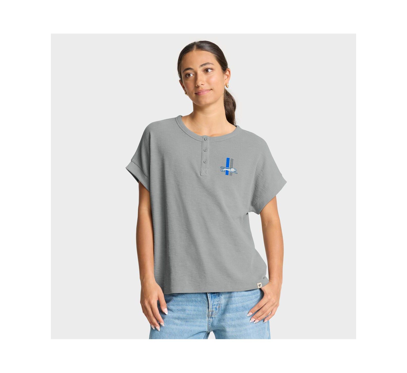 Fanatics Женская рубашка Detroit Lions Oversized Hometown Premium Henley heather gray