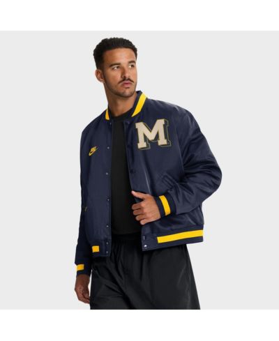 Мужская бомбер-куртка Nike Men's Navy Michigan Wolverines Legacy Full-Snap Bomber Jacket