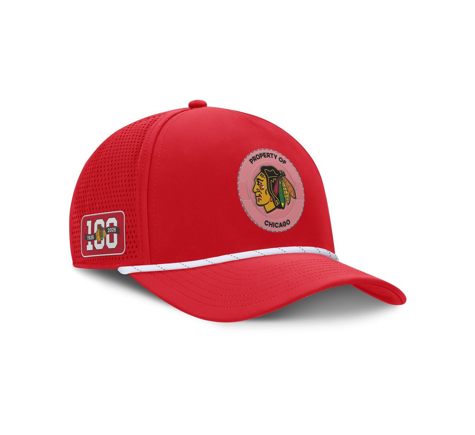 Fanatics Men's Red Chicago Blackhawks Centennial Pinched Front Adjustable Hat