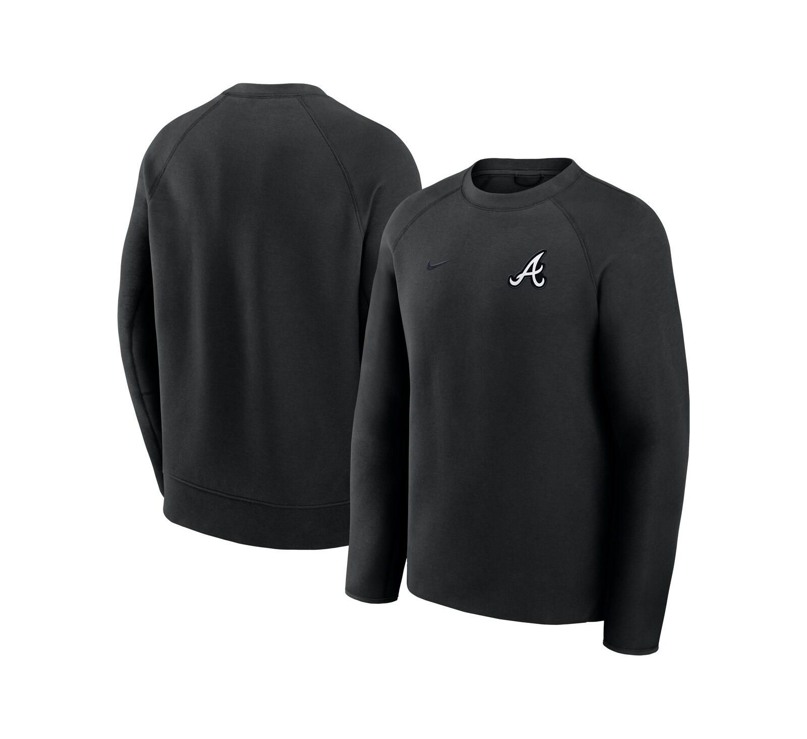 Nike Men's Black Atlanta Braves Tech Fleece Raglan Sweatshirt