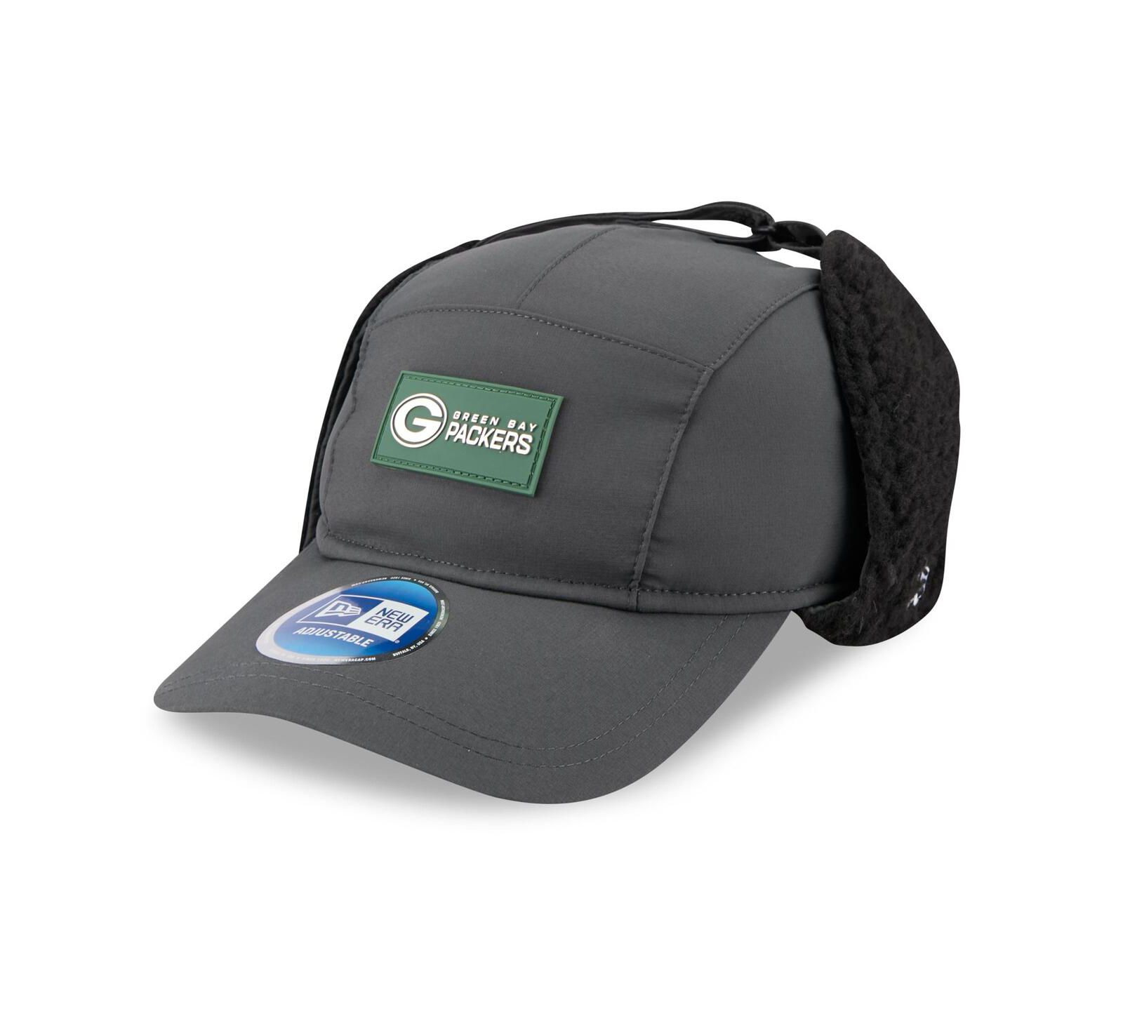 Мужская кепка New Era Charcoal Green Bay Packers 2025 Sideline Cold Weather Runner Dog Ear Adjustable Hat