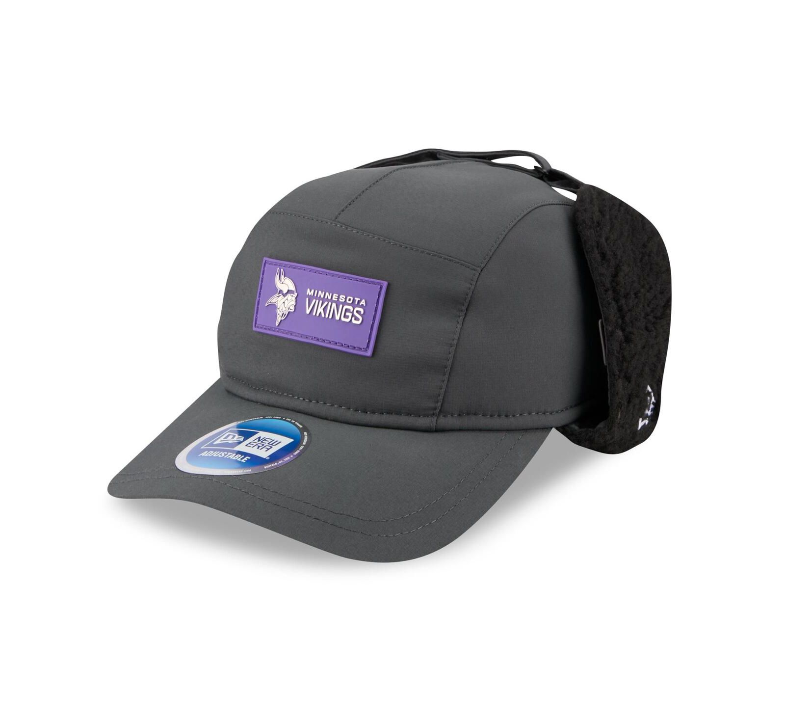 New Era Men's Charcoal Minnesota Vikings 2025 Sideline Cold Weather Runner Dog Ear Adjustable Hat