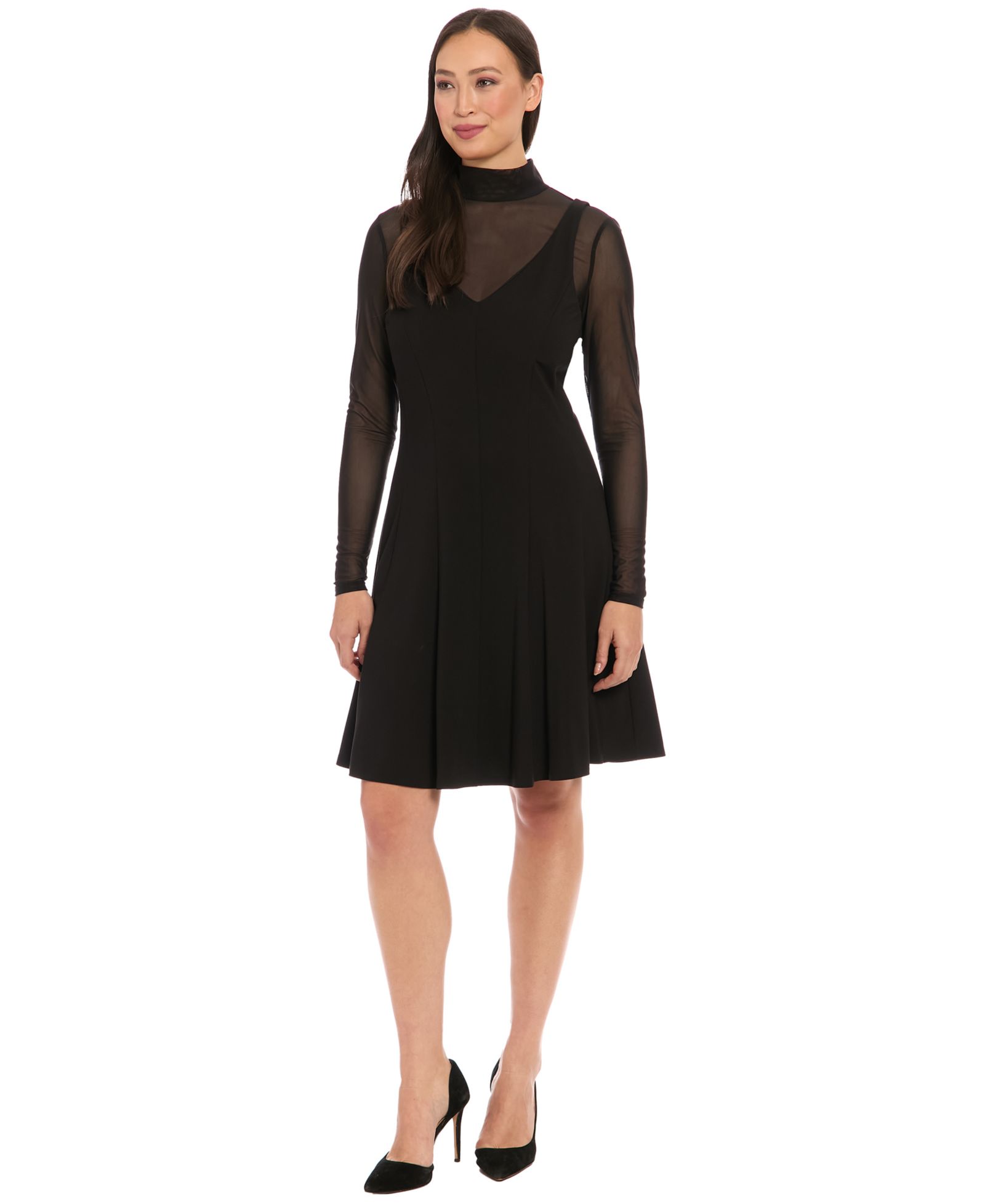 Женское платье London Times Mock Neck Long-Sleeve