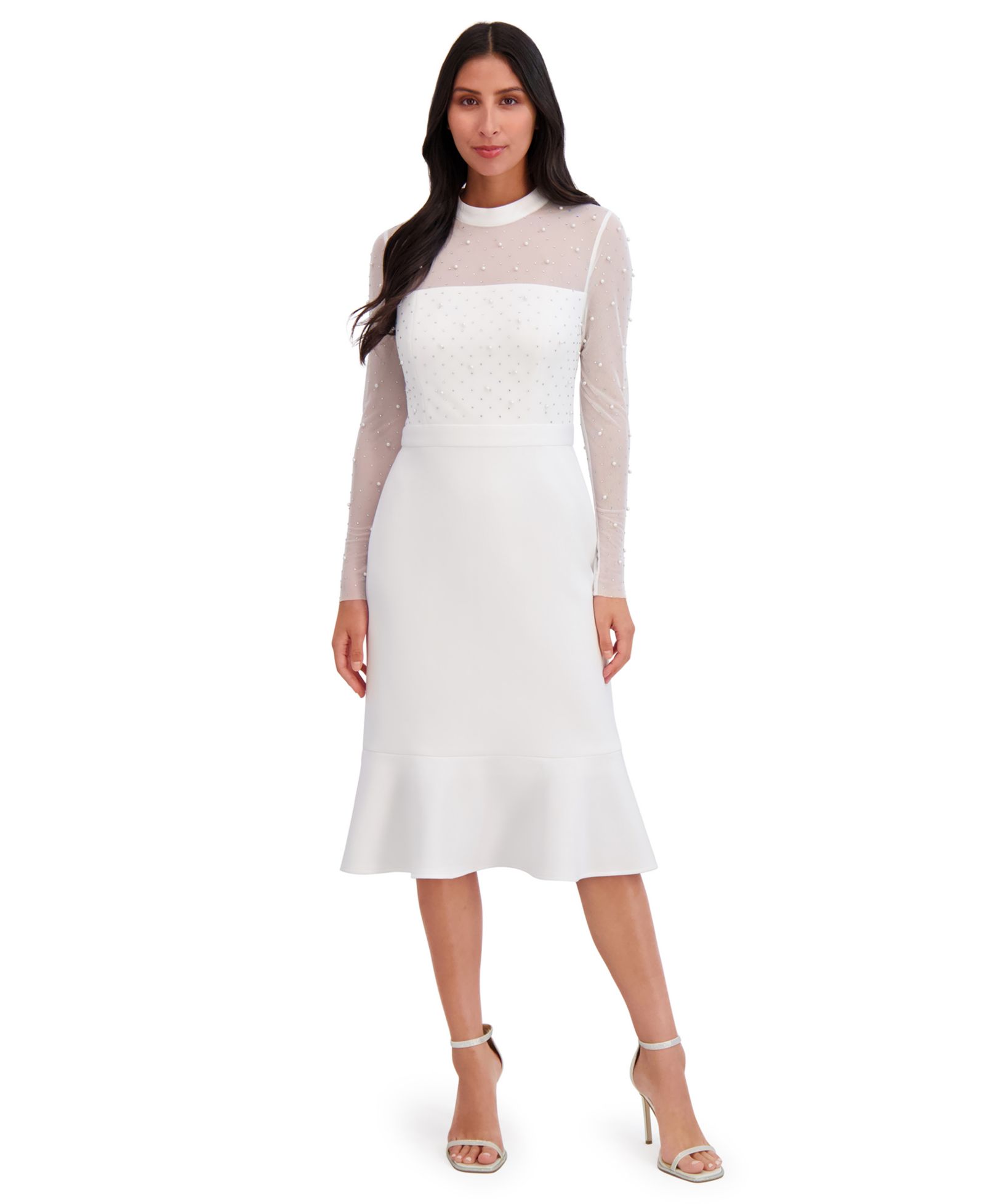 London Times Женский Long-Sleeve Illusion Midi Dress