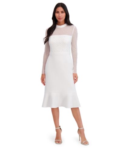 London Times Женский Long-Sleeve Illusion Midi Dress