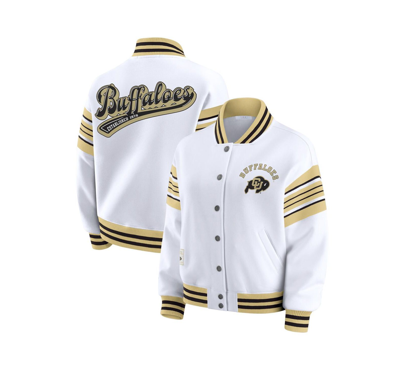 Женская флисовая куртка WEAR by Erin Andrews White/Gold Colorado Buffaloes Satin Stitch Full-Snap