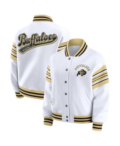 Женская флисовая куртка WEAR by Erin Andrews White/Gold Colorado Buffaloes Satin Stitch Full-Snap