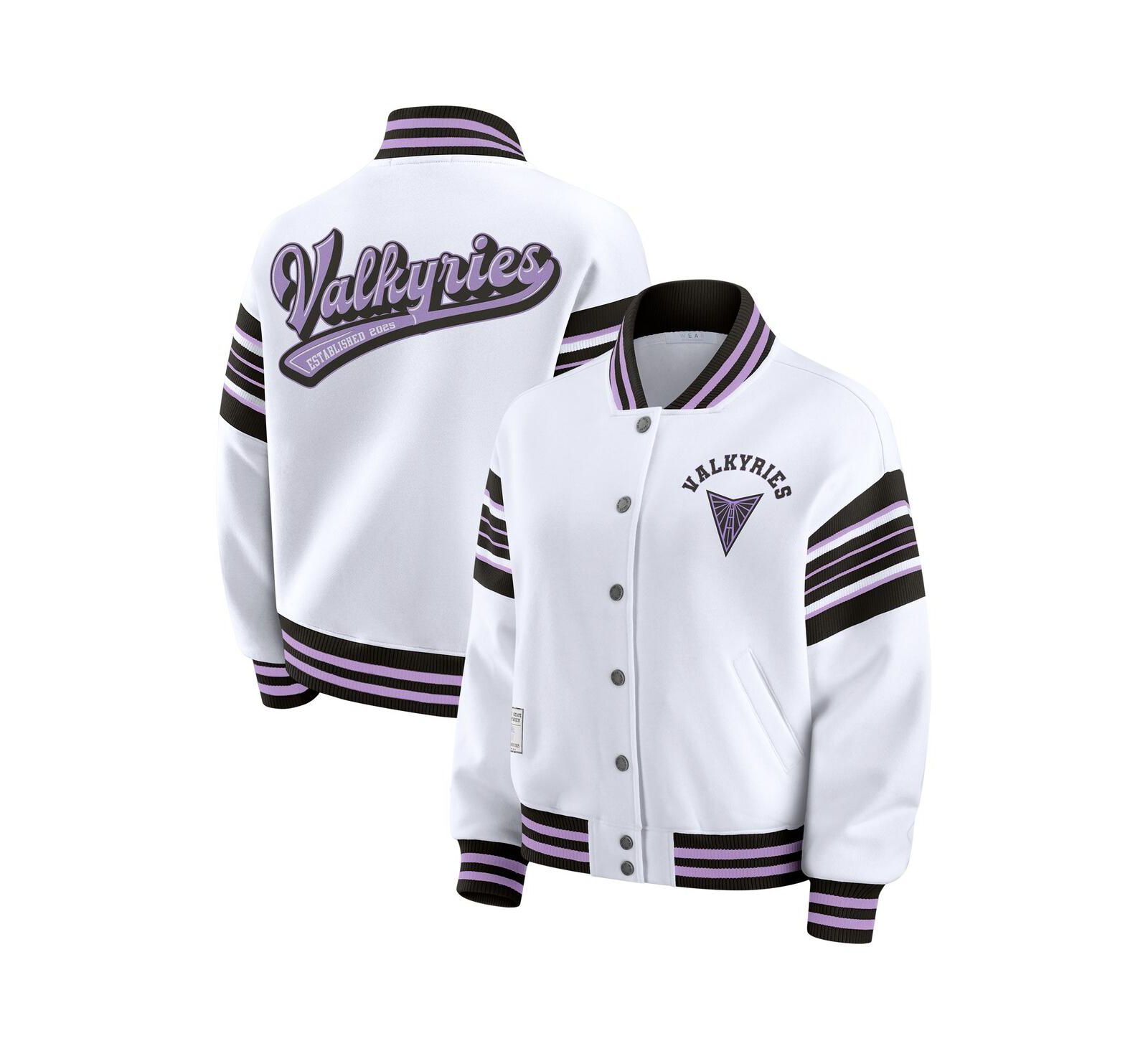 WEAR by Erin Andrews Women's White/Black Golden State Valkyries Plus Size Full-Snap Fleece Sweatshirt Jacket