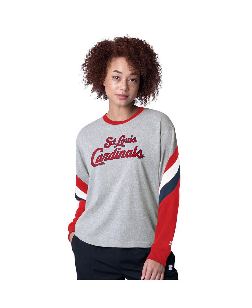Женский лонгслив Starter Heather Gray St. Louis Cardinals Triple A Fashion Color Block