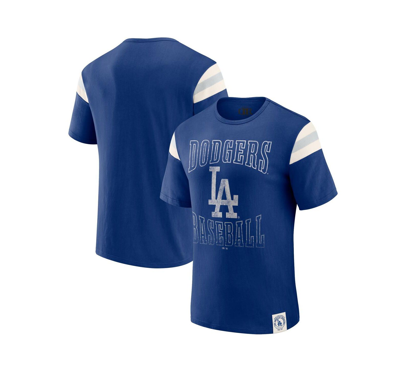 Darius Rucker Collection by Fanatics Men's Royal Los Angeles Dodgers Distressed Sleeve Stripe T-Shirt