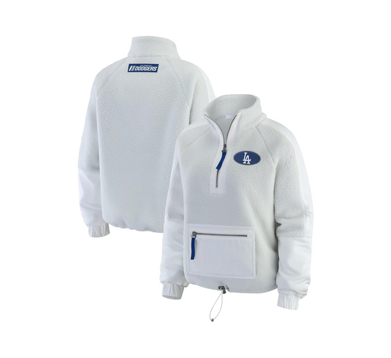 Женская куртка WEAR by Erin Andrews Gray Los Angeles Dodgers Polar Fleece Quarter-Zip