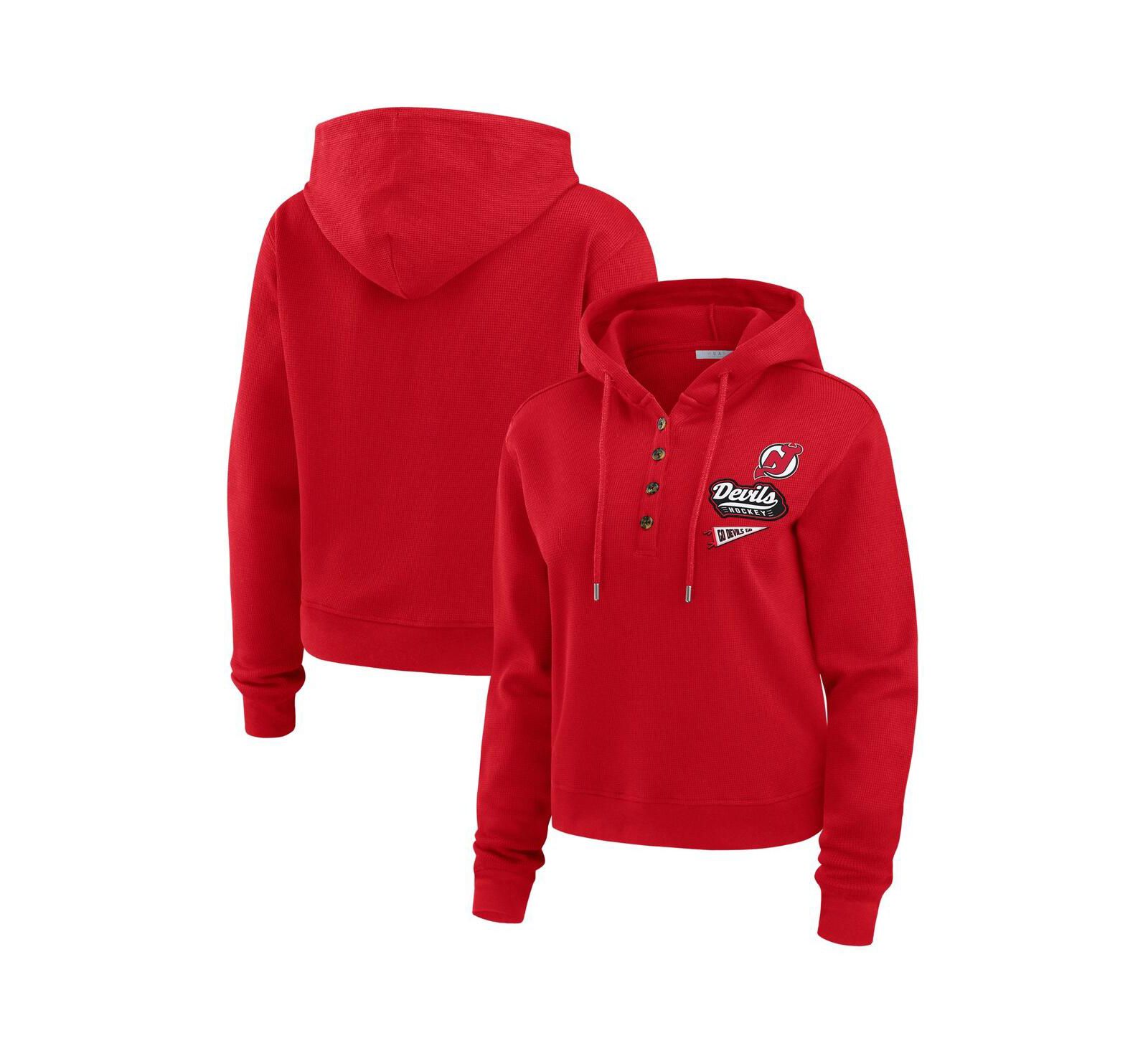 WEAR by Erin Andrews Женское красное худи New Jersey Devils с вафельной вязкой