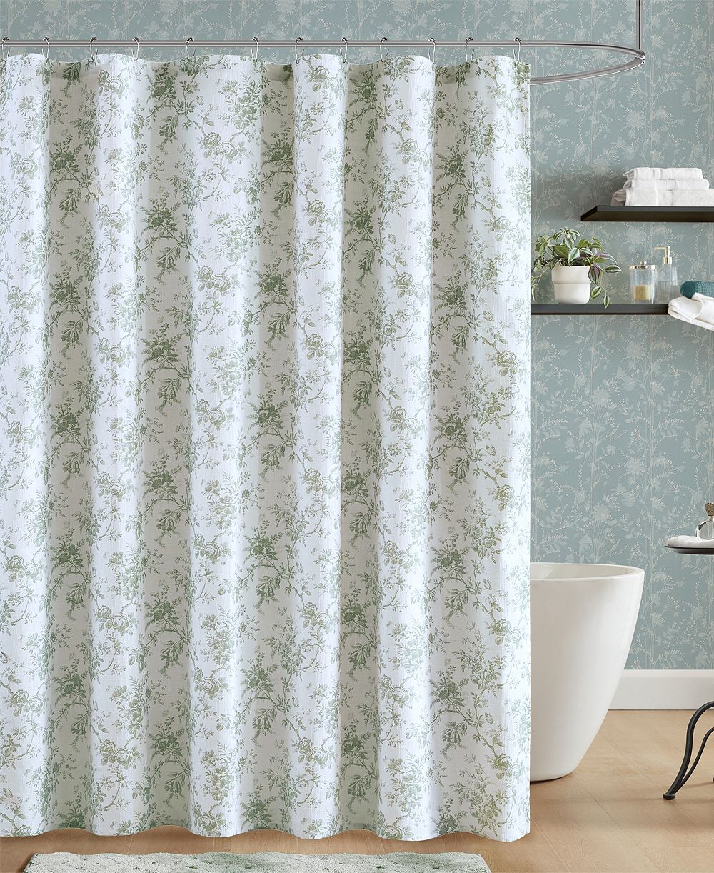 Штора для душа Laura Ashley Walled Garden Tonal Floral 72" x 84"