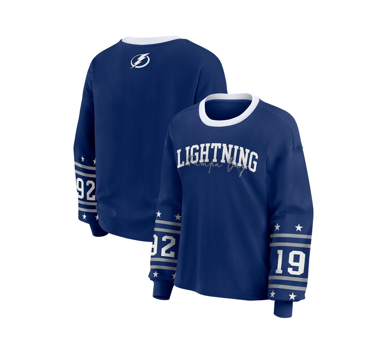 Женская спортивная футболка WEAR by Erin Andrews Blue Tampa Bay Lightning Long-Sleeve