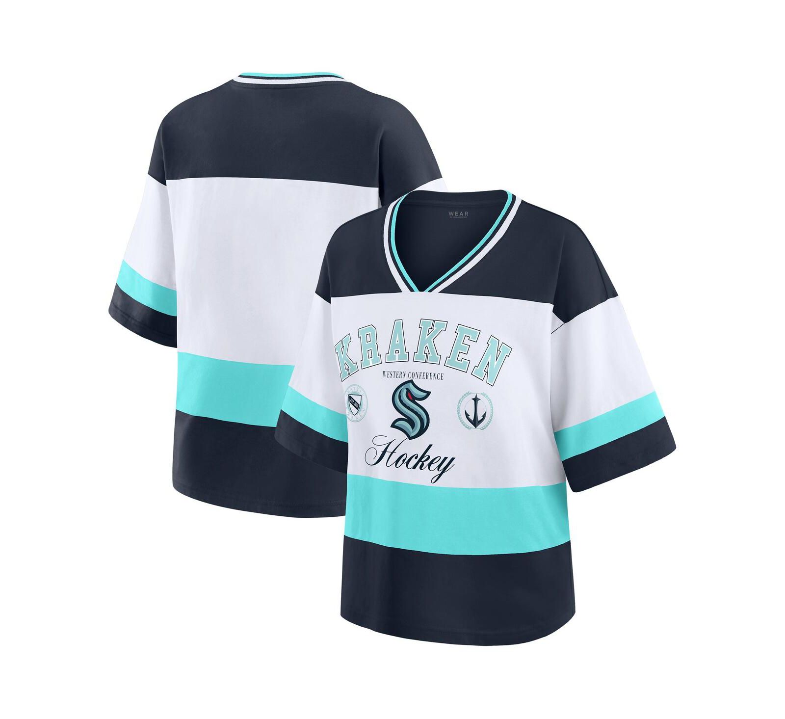 Мужская футболка WEAR by Erin Andrews Seattle Kraken Football, черный/белый