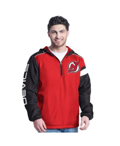 G-III Sports by Carl Banks Men's Red/Black New Jersey Devils Lateral Half-Zip Hoodie Jacket