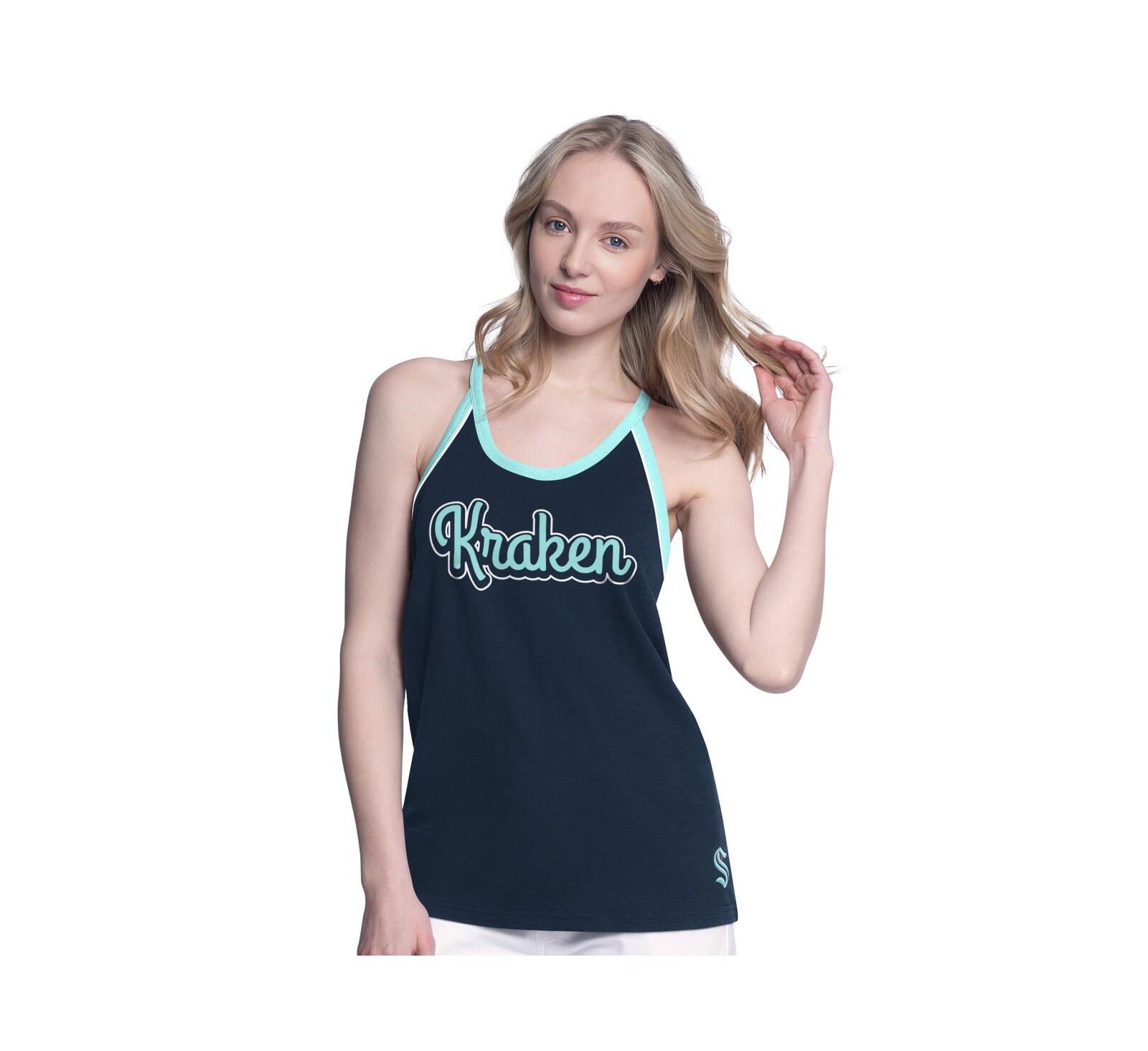 Женский майка G-III 4Her by Carl Banks Seattle Kraken Curveball Racerback Scoop Neck Slub