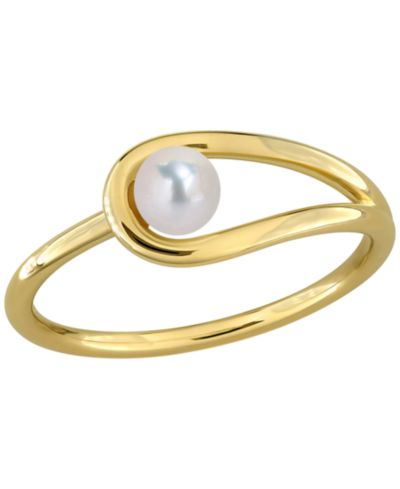 Macy's Cultured Freshwater Pearl Ring (4-4.5mm) in 18k Gold Flash Plated Sterling Silver
