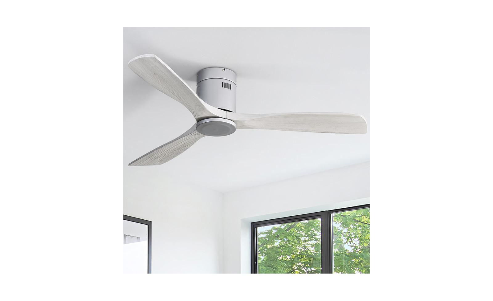 Потолочный вентилятор Sofucor 52-inch Modern Silver с 3 деревянными лопастями, 6 скоростями и пультом управления