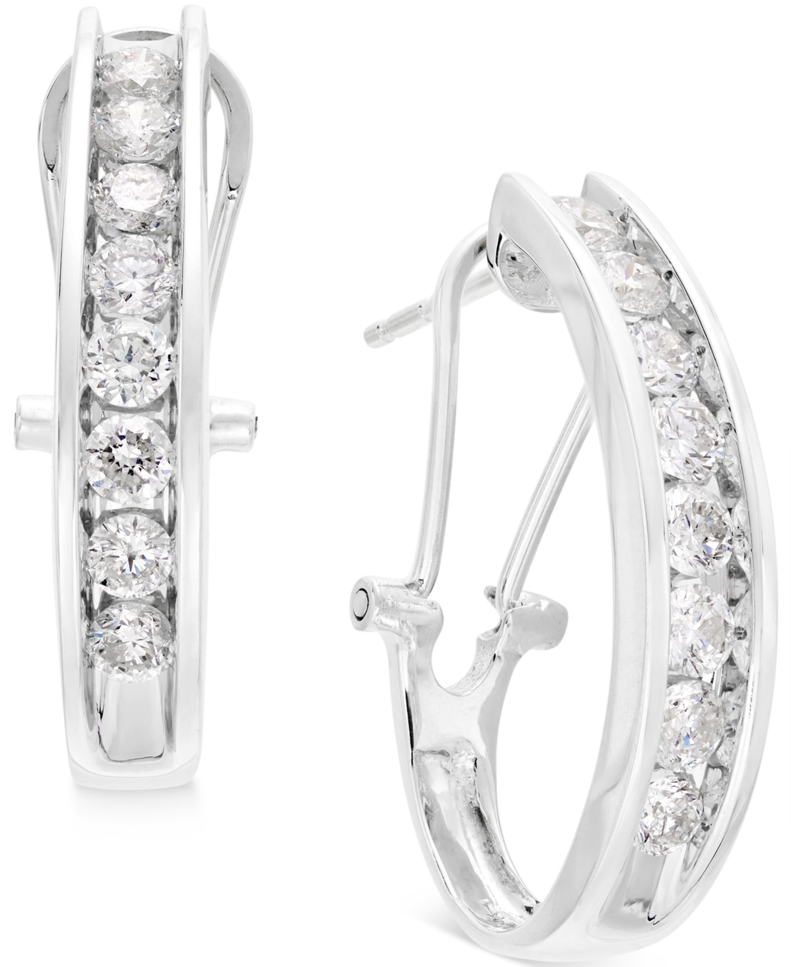 Diamond J Hoop серьги (1 ct. t.w.) в 10k White или Yellow Gold