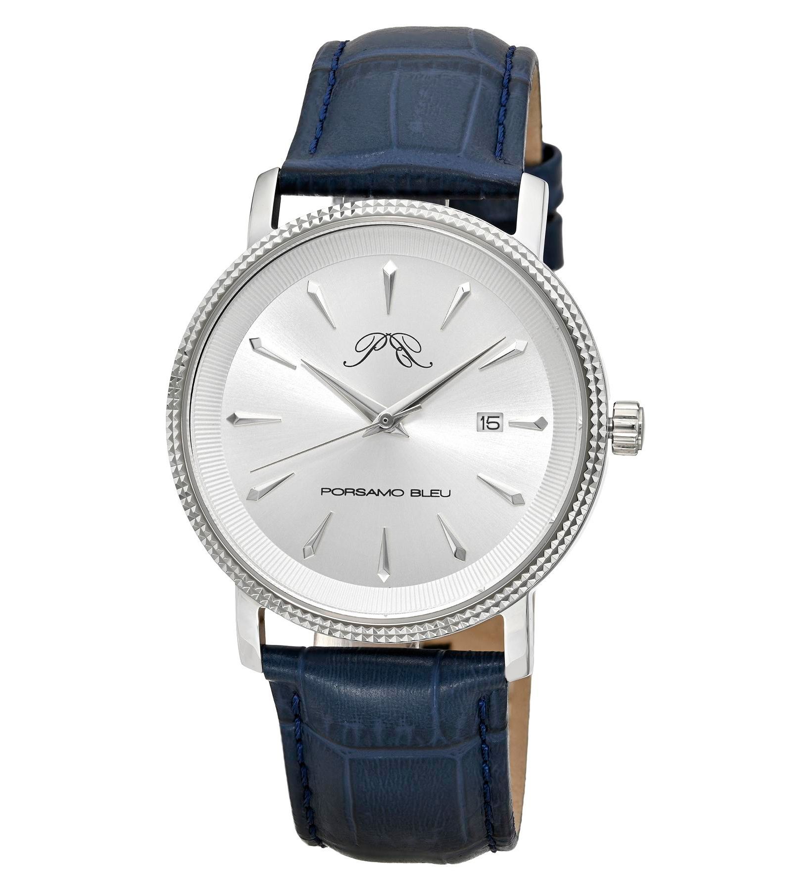 Мужские часы Porsamo Bleu Veritas 2 Round Blue из натуральной кожи 40 mm