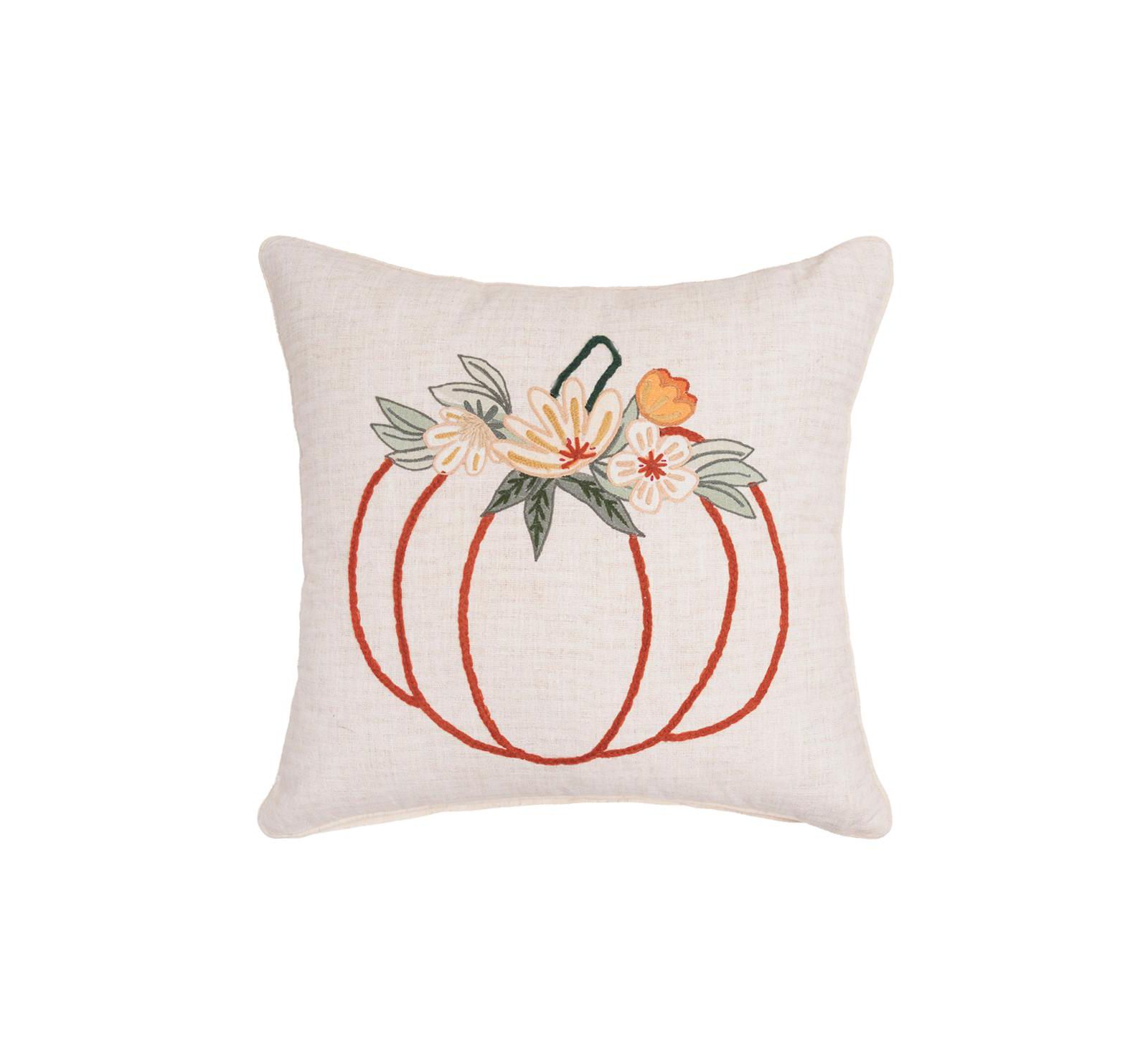 Autumn Fields декоративная подушка Pumpkin Outline Cotton Blend 18" x 18"