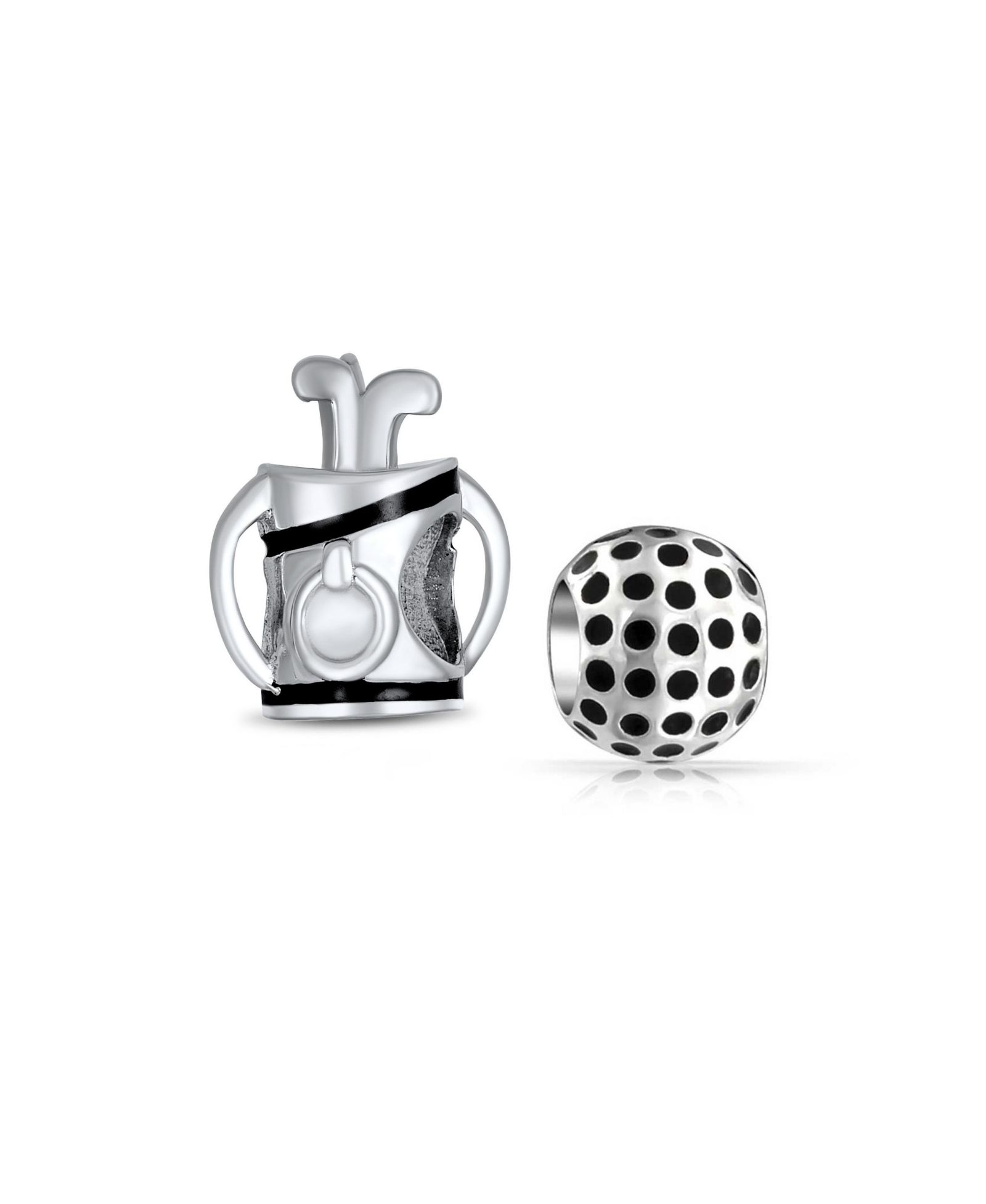 Блестящие шармы Bling Jewelry из стерлингового серебра в виде мячей для гольфа и клюшек (набор из 2 шт.)