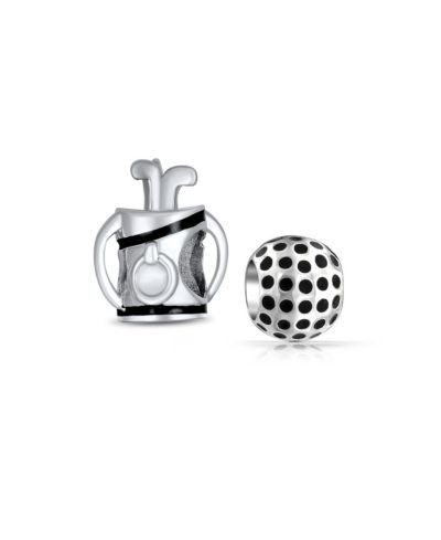 Блестящие шармы Bling Jewelry из стерлингового серебра в виде мячей для гольфа и клюшек (набор из 2 шт.)