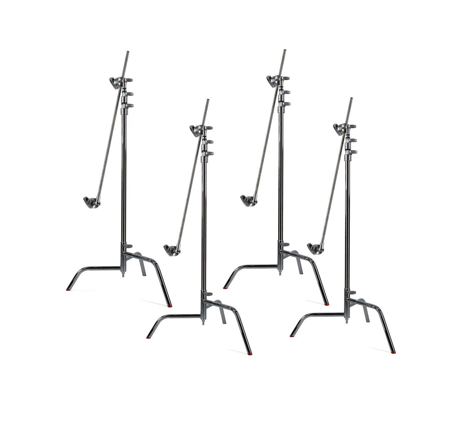 Matthews 40" C+ Stand with Turtle Base and Grip Head and Arm, Chrome, 4-Pack