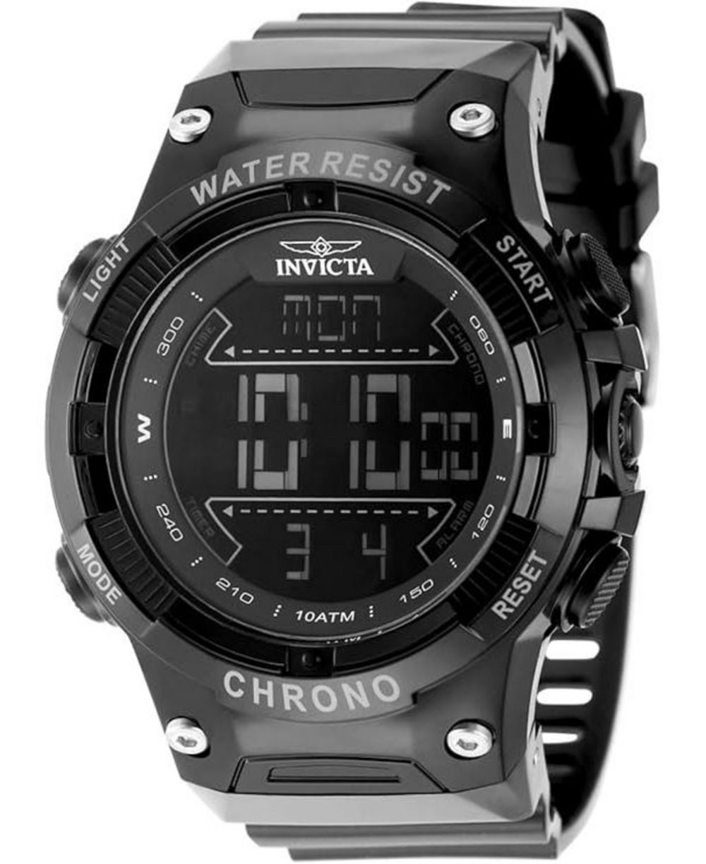 Мужские часы Invicta Racing 49040 с цифровым GMT/будильником и черным циферблатом