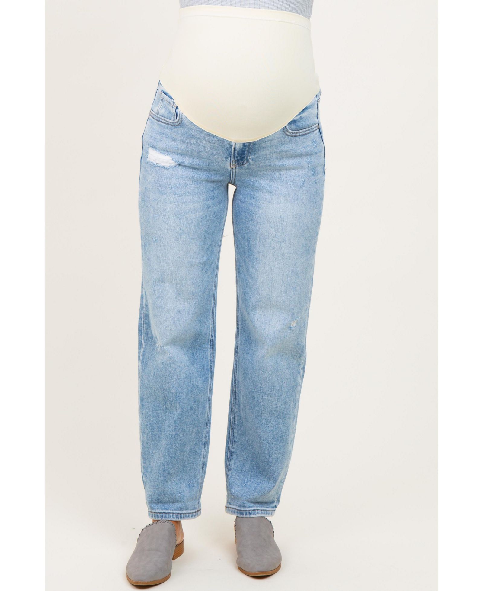 Pinkblush Women's Light High Rise Ankle Boyfriend Distressed Jeans