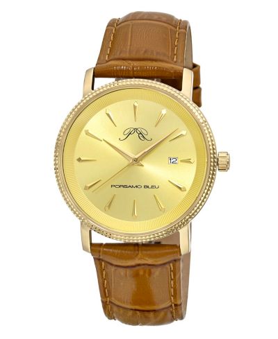 Porsamo Bleu Мужские наручные часы Veritas 2 Round, коричневый кожаный ремешок, 40 mm