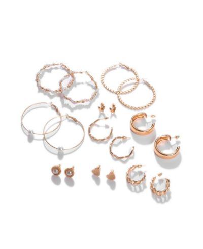 SOHI Gold Everyday Hoop Earrings Set