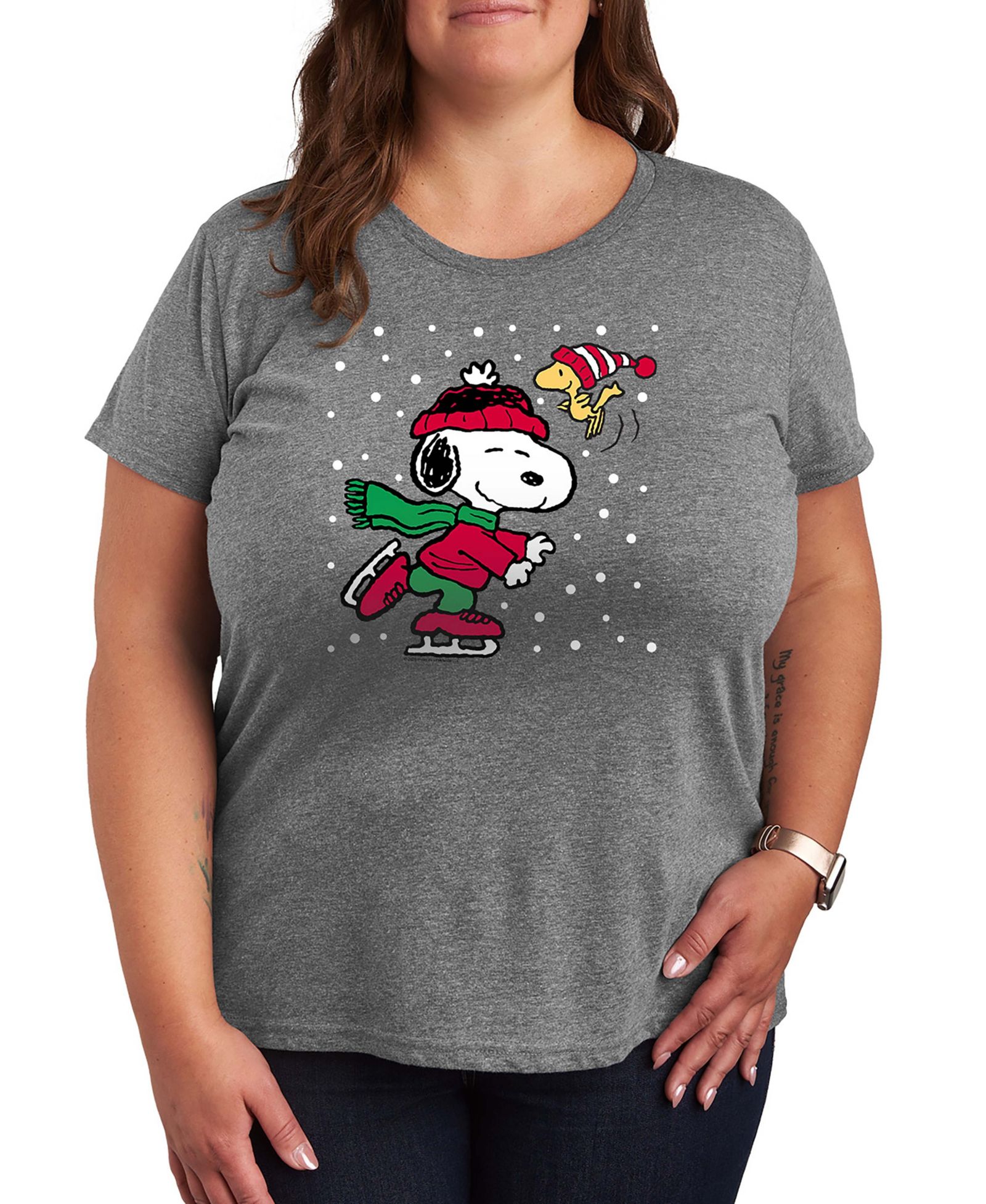 Hybrid Apparel женские футболки с графикой Snoopy Woodstock, рождественская тематика, короткий рукав