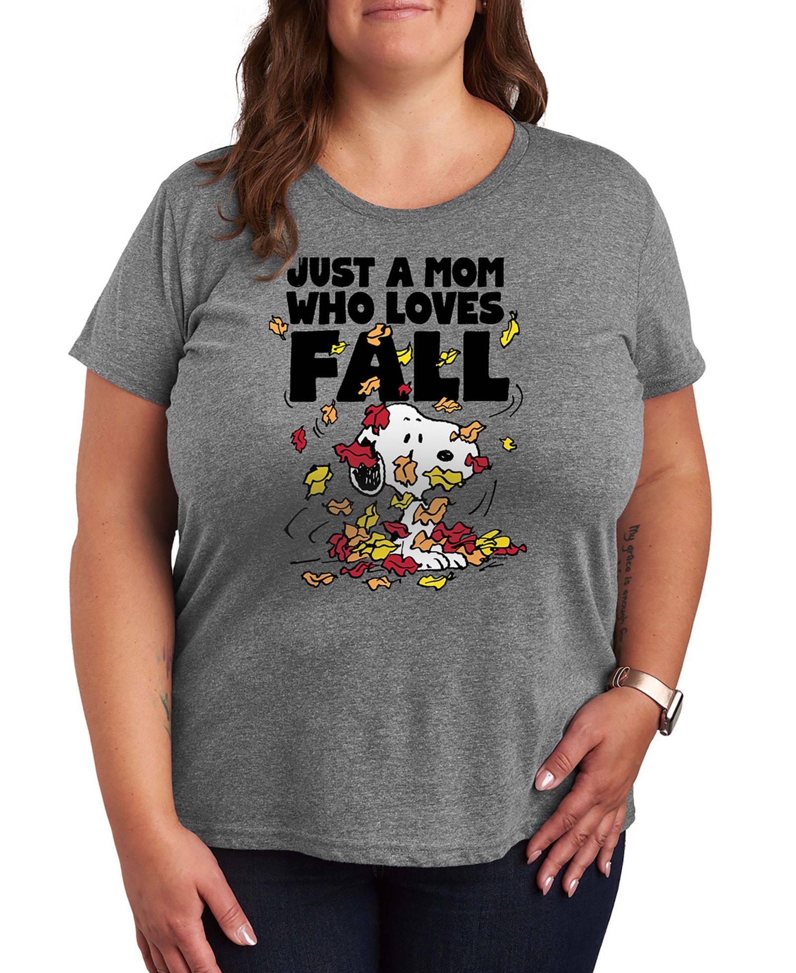 Snoopy Mom Who Loves Hybrid Apparel Plus Size Women's Short Sleeve Graphic T-shirts