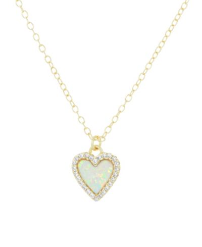 Подвеска Mini Heart с Lab-Grown Opal в позолоченном стерлинговом серебре