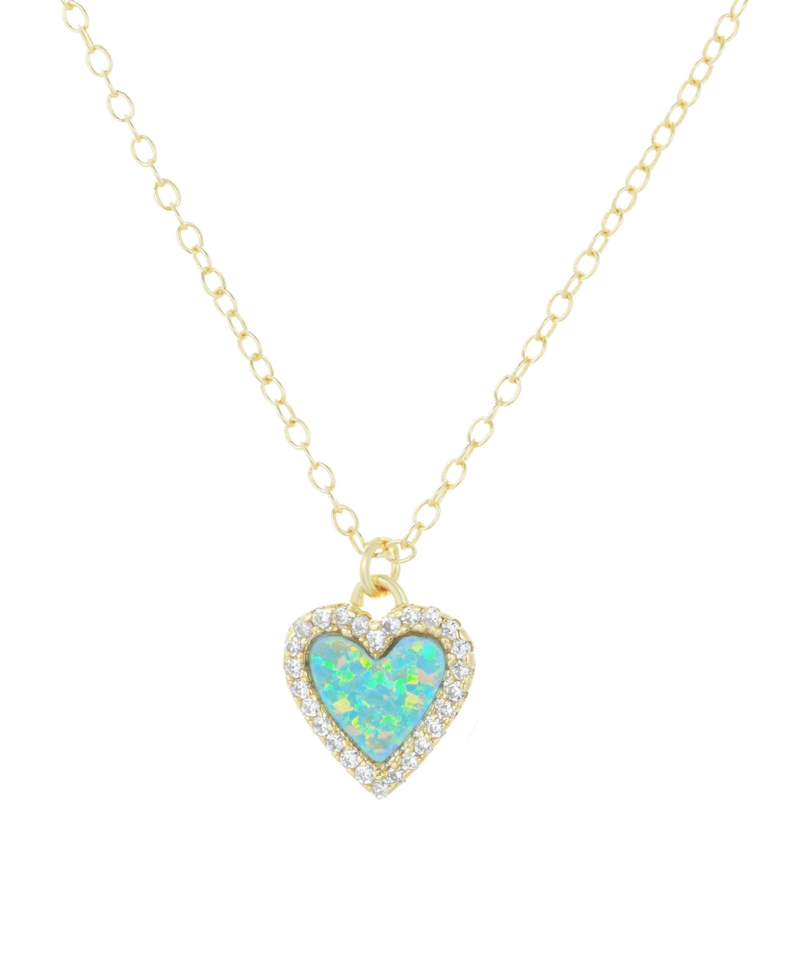 Подвеска Mini Heart с Lab-Grown Opal в позолоченном стерлинговом серебре