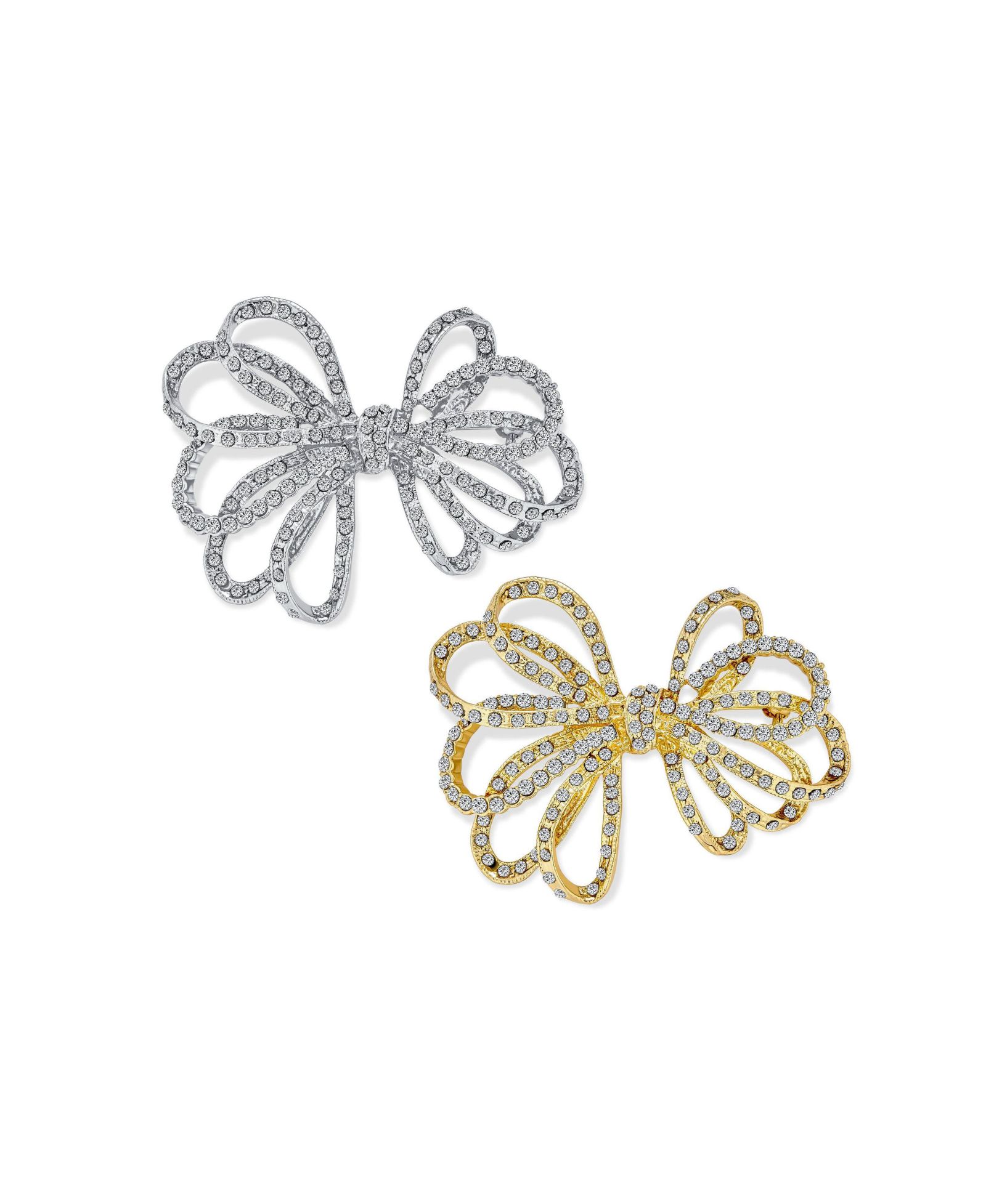 Bling Jewelry комплект из 2 брошей-буравок в виде банта с кристаллами