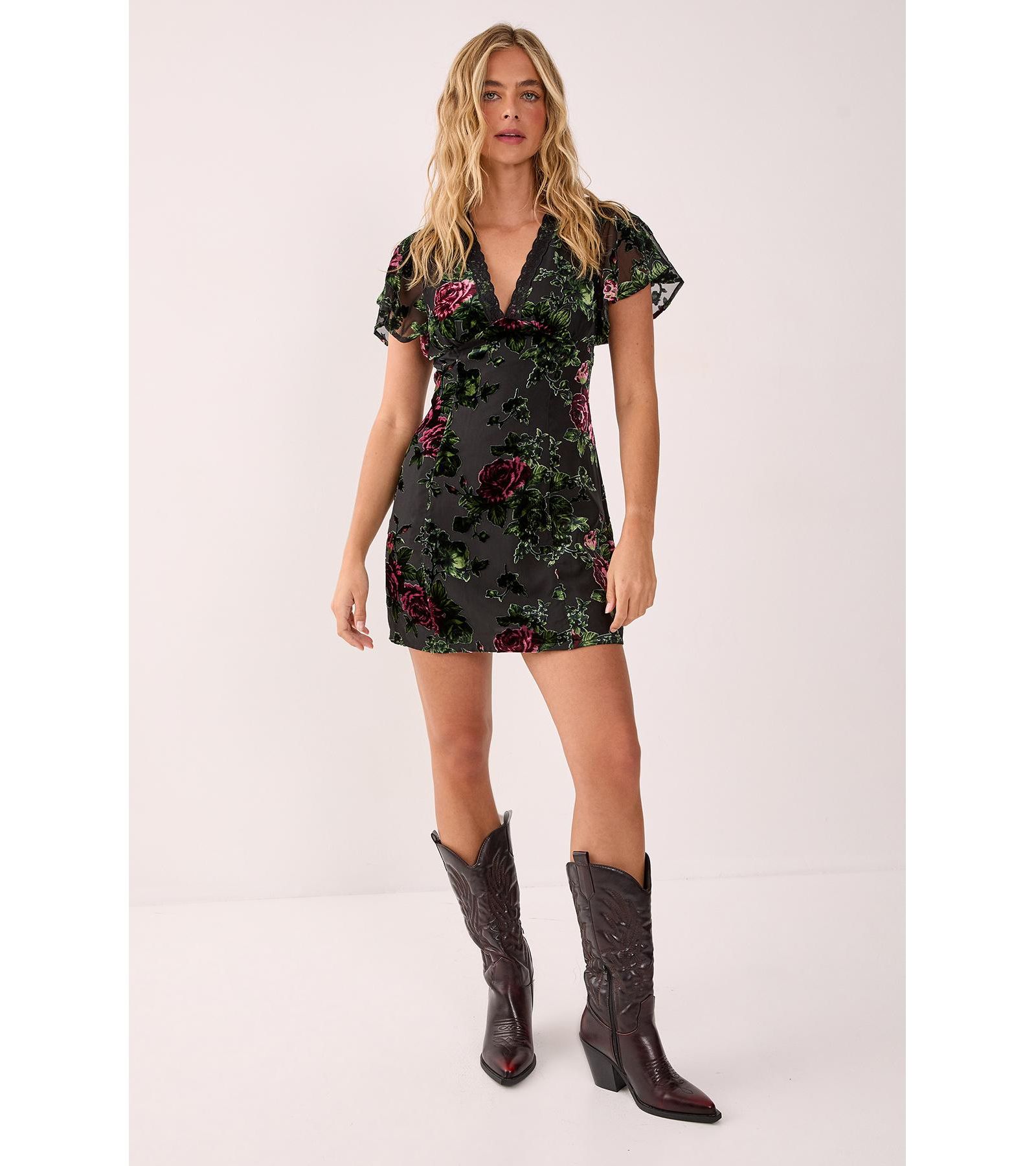 Nasty Gal Women's Lace Trim Cut Out Mini Dress