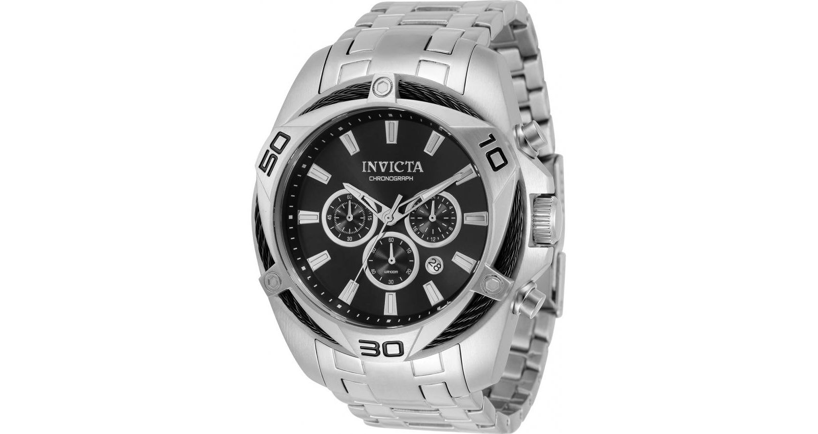 Invicta Мужские часы 32372 Bolt Quartz Chronograph, черный циферблат