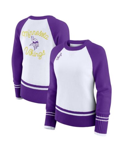 Женский свитер WEAR by Erin Andrews Minnesota Vikings Color Block Raglan, белый/фиолетовый