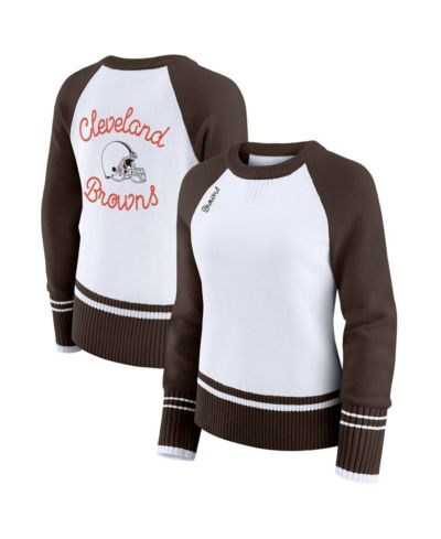 WEAR by Erin Andrews свитер женский White/Brown Cleveland Browns Color Block Raglan