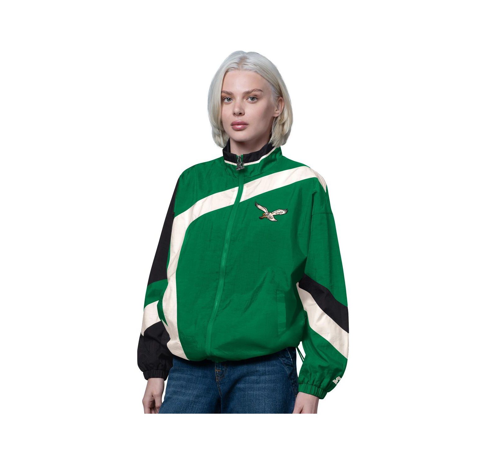 Starter Women's Kelly Green/Black Philadelphia Eagles Vintage 1st Quarter Full-Zip Windbreaker
