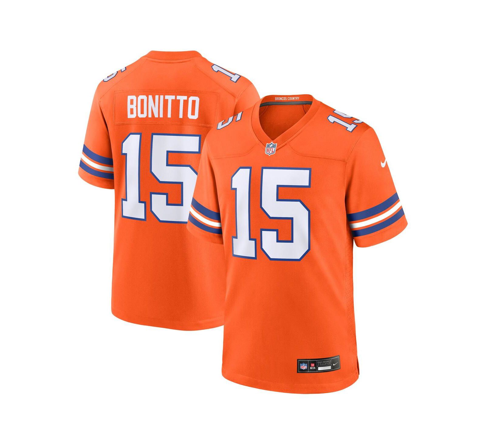 Nike Men's Nik Bonitto Orange Denver Broncos Alternate 2 Mile High Collection 1977 Throwback Game Jersey